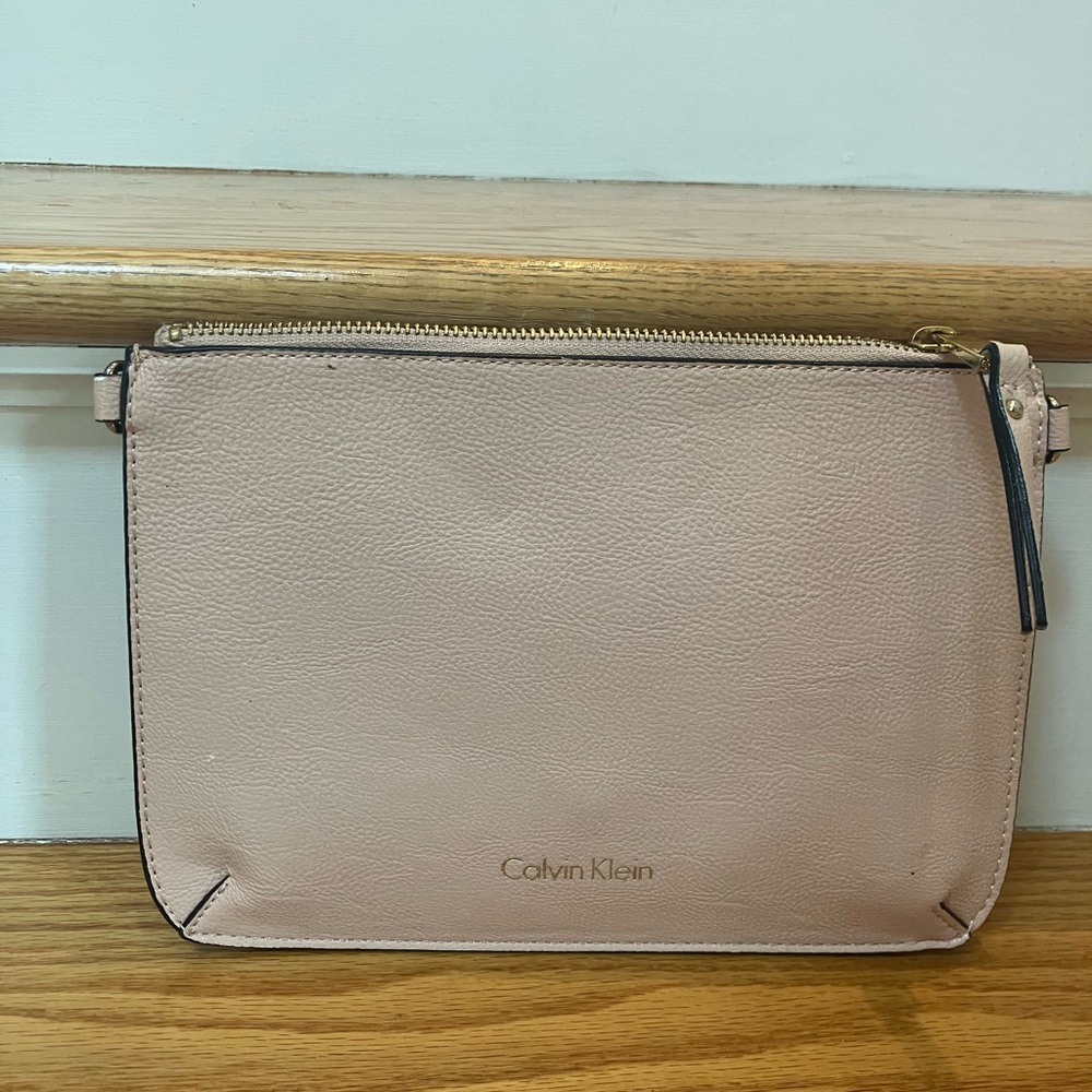 Calvin Klein Pink Clutch with Gold Hardware
